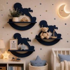 Laser Cut Horse Shaped Floating Shelves Children Room Decoration