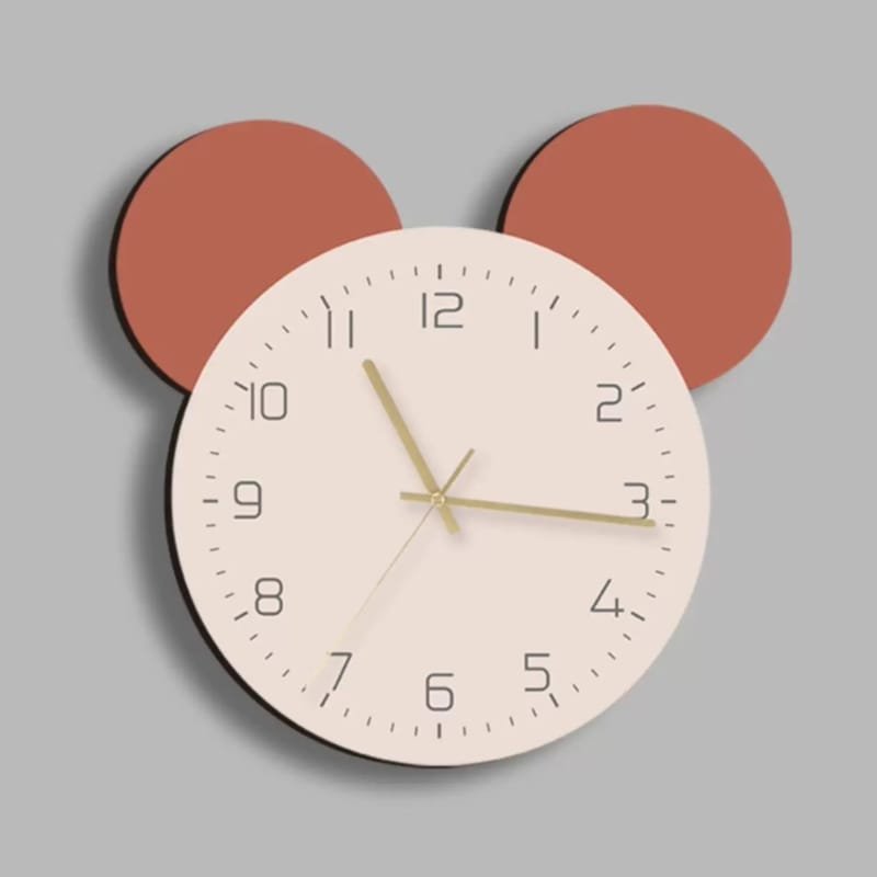 Laser Cut Mickey Mouse Wall Clock Creative Cartoon Kids Room Wall Clock