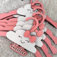 Laser Cut Wooden Kids Newborn Baby Clothing Hanger Personalized Gift