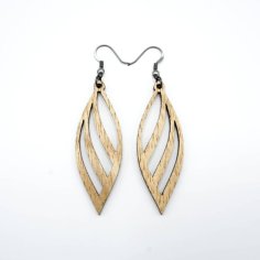 Laser Cut Wooden Leaf Dangle Earrings