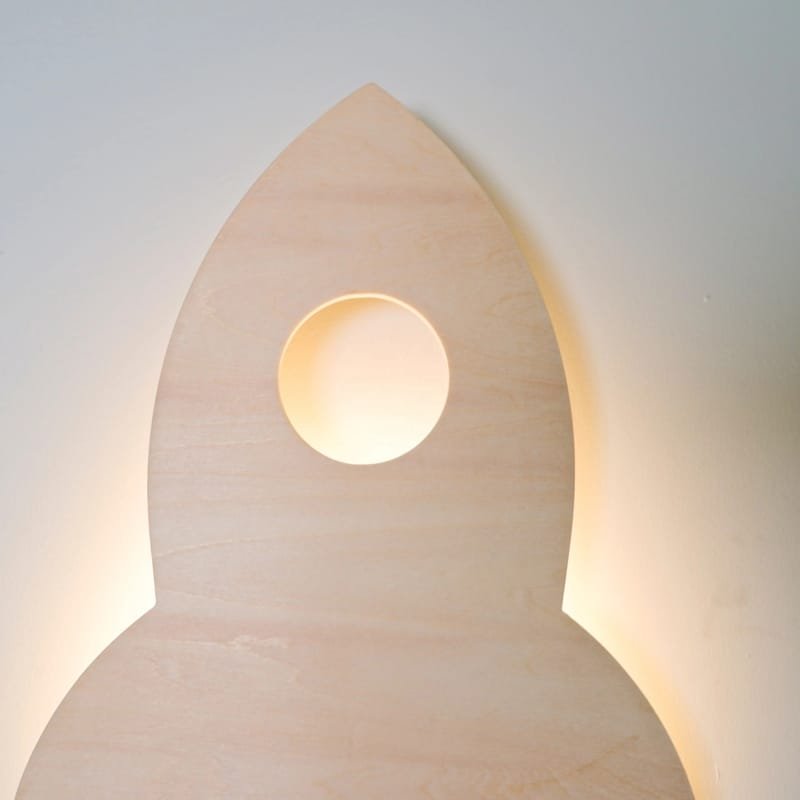 Laser Cut Wooden Rocket Wall Lamp Kids Room Decor