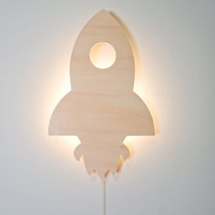Laser Cut Wooden Rocket Wall Lamp Kids Room Decor
