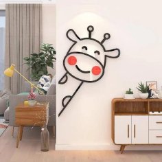 Laser Cut Cute Cartoon Giraffe Wall Decor