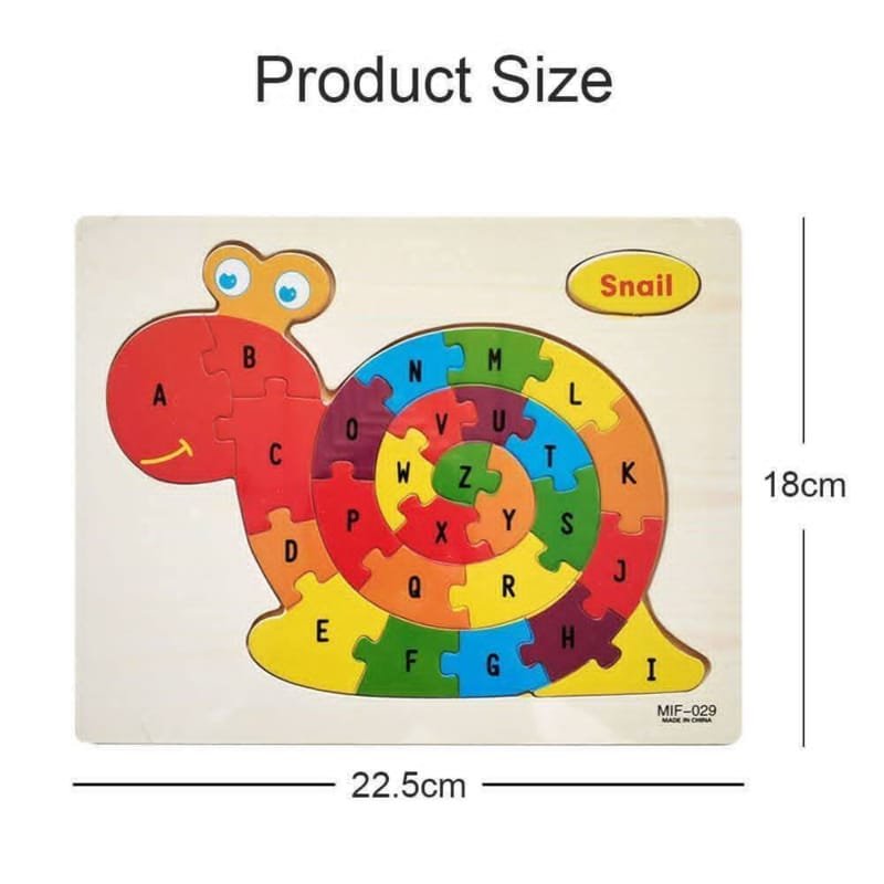 Laser Cut Snail Shape ABC Alphabet Learning Children Puzzle Jigsaw Kids Toy