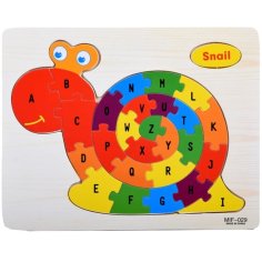 Laser Cut Snail Shape ABC Alphabet Learning Children Puzzle Jigsaw Kids Toy
