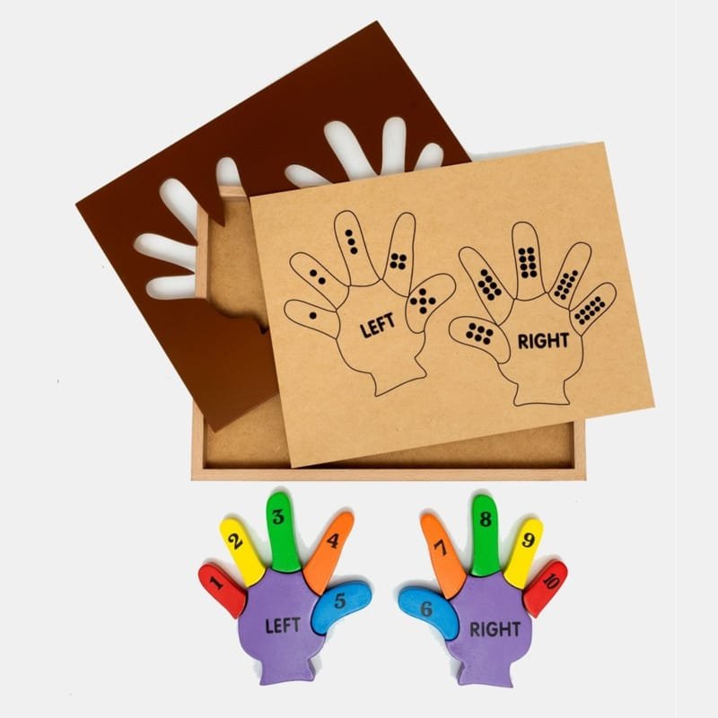 Laser Cut Counting Double Hand Puzzle, Wooden Number Puzzle