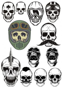 Evil Skull Vector Set Free Vector