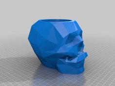 Low Poly Skull Pen Holder With Moustache 3D Printer Model