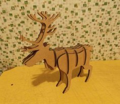 Laser Cut Christmas Reindeer 3D DXF File