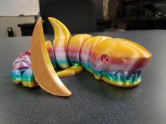 Curled Articulated Shark, Reduced File Size. 3D Printer Model