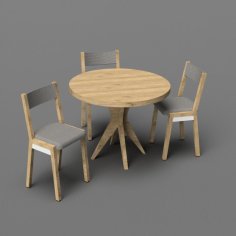 Dollhouse Dining Table & Chairs 1/24th Scale 3D Printer Model