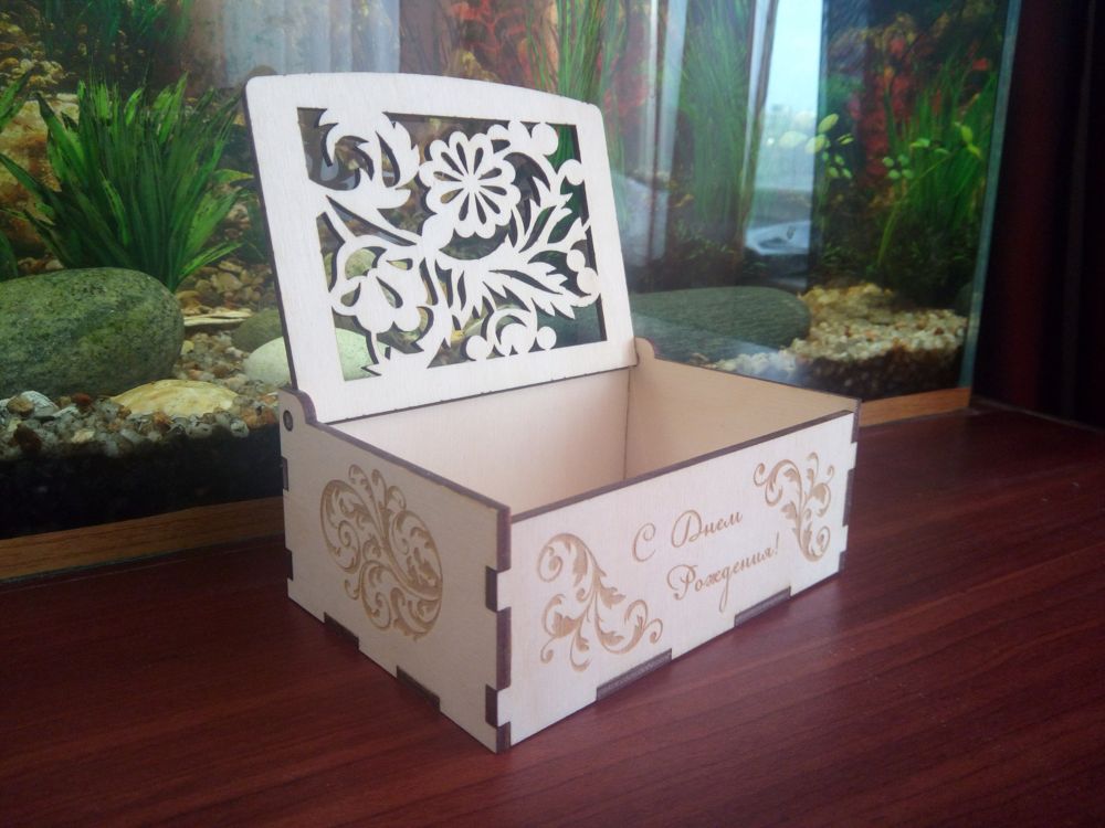 Деревянная коробка для лазерной резки Деревянная коробка-головоломка 3 мм