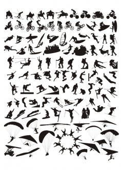 Sports silhouette set Vector Free Vector