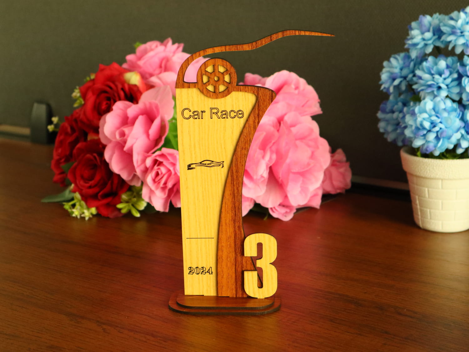 Laser Cut Wooden Race Car Trophy Car Racing Awards Free Vector