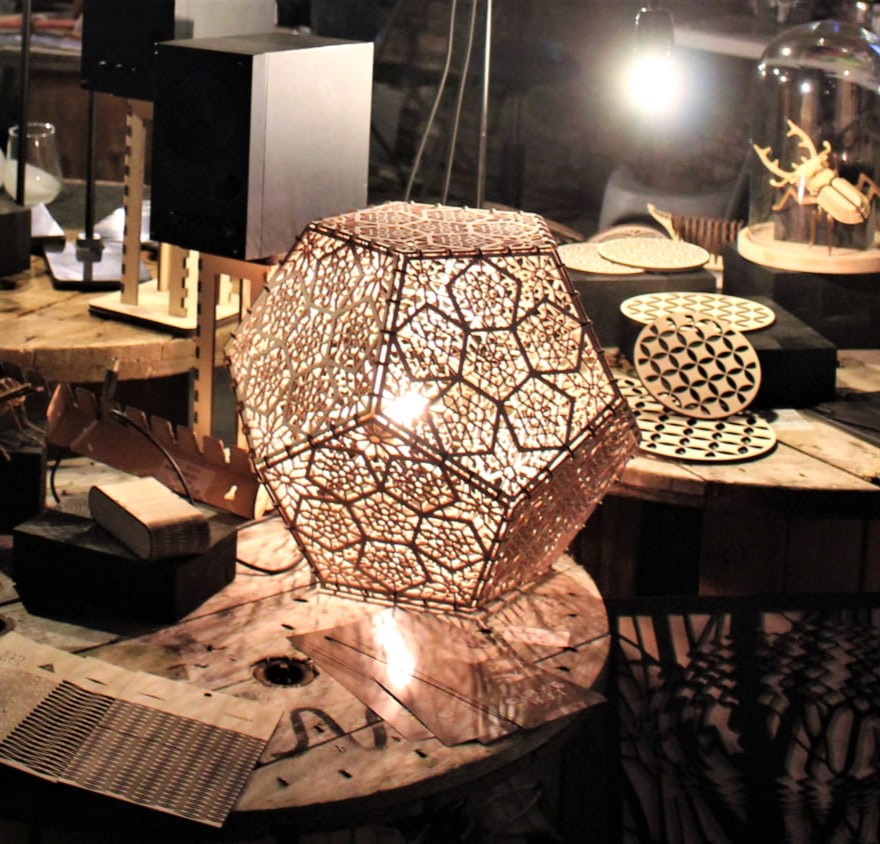 Laser Cut Dodecahedron Shadow Lamp DXF File