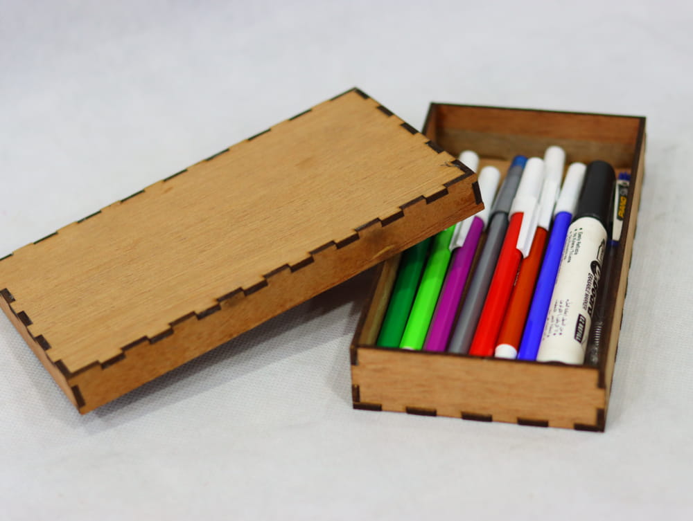 Laser Cut Wood Pencil Case Blank Wooden Box Free Vector