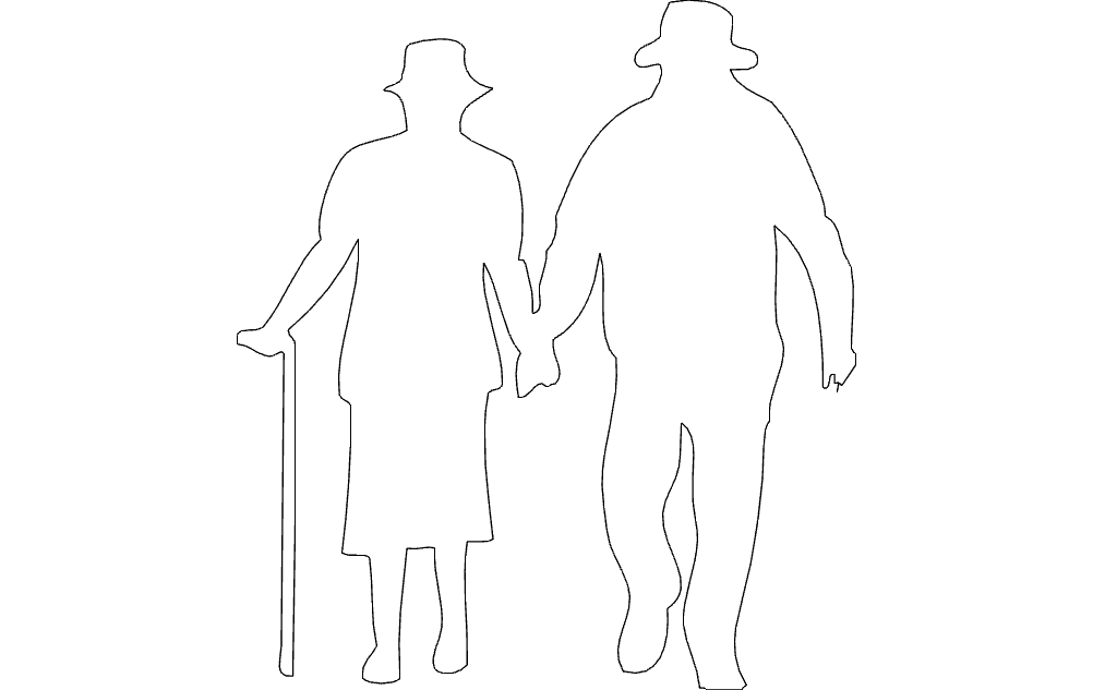 dxf-файл старика и женщины гуляют