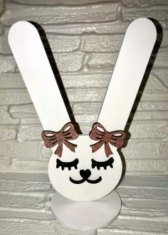 Laser Cut Bunny Hair Tie Stand Free Vector