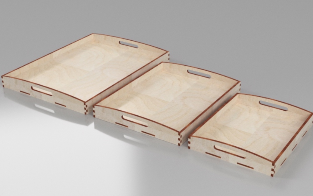Laser Cut Breakfast Trays With Handles Free Vector
