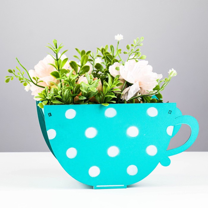 Caja de flores de taza de té cortada con láser