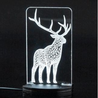 Laser Cut Christmas Deer Acrylic 3D Night Light DXF File