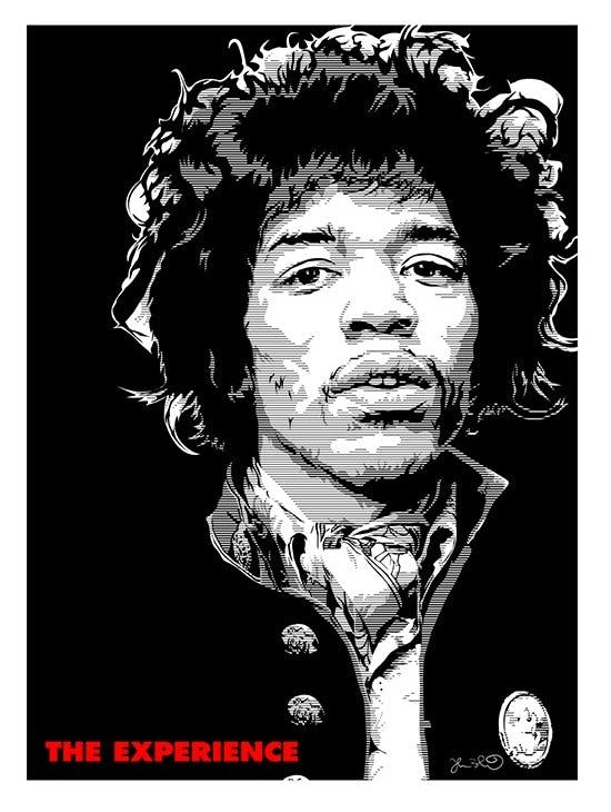 Arte della parete di Jimi Hendrix con incisione laser