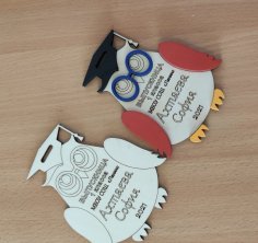 Laser Cut Owl Medal Free Vector