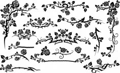 Black Seamless Rose Floral Pattern Free Vector