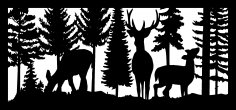 28 X 60 Buck Two Doe And Trees Plasma Art DXF File