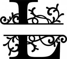 Lettera L con monogramma diviso fiorito
