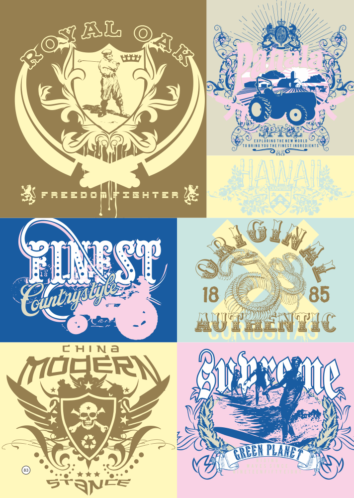 Conjunto de diseño vintage con estampado de camiseta