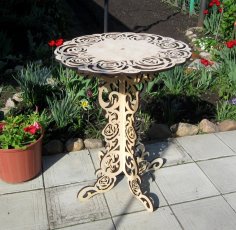 Home Decoration Ornamental Round Table DXF File