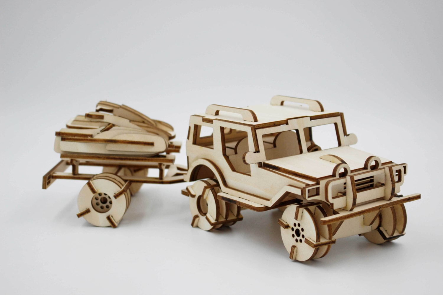 Laser Cut Jeep 3D Puzzle Free Vector