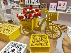 Laser Cut Bicycle Artificial Flower Decor Plant Stand DXF File