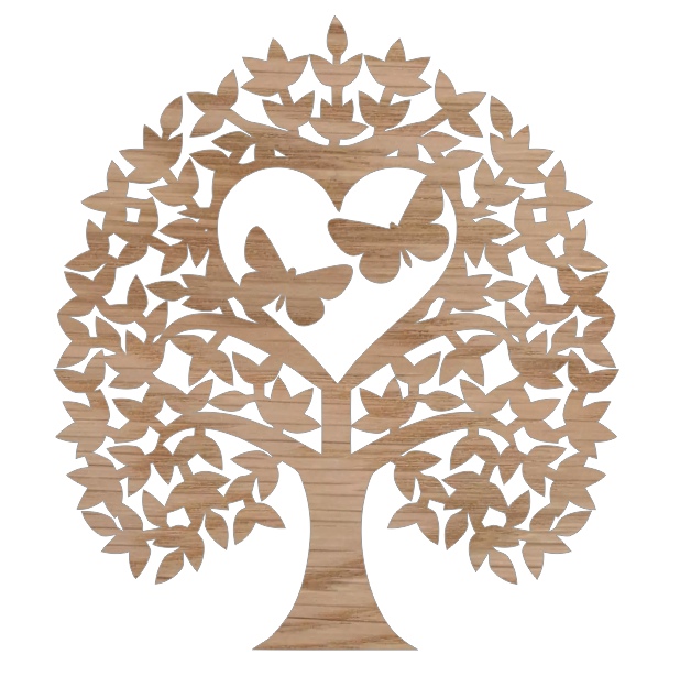 Laser Cut Heart Tree With Butterflies Tree Of Love Free Vector