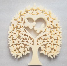 Laser Cut Heart Tree With Butterflies Tree Of Love Free Vector