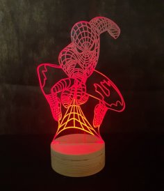 Laser Cut Spider Man LED Night Light 3D Lamp Free Vector