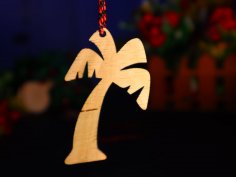 Laser Cut Unfinished Palm Tree Ornament Wood Cutout Free Vector