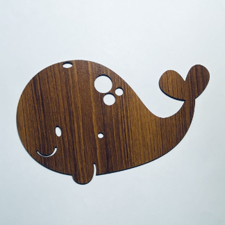 Laser Cut Happy Whale Shape Wood Craft Cutout Free Vector