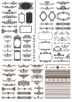 Set di elementi di design calligrafico e decorazioni di pagina