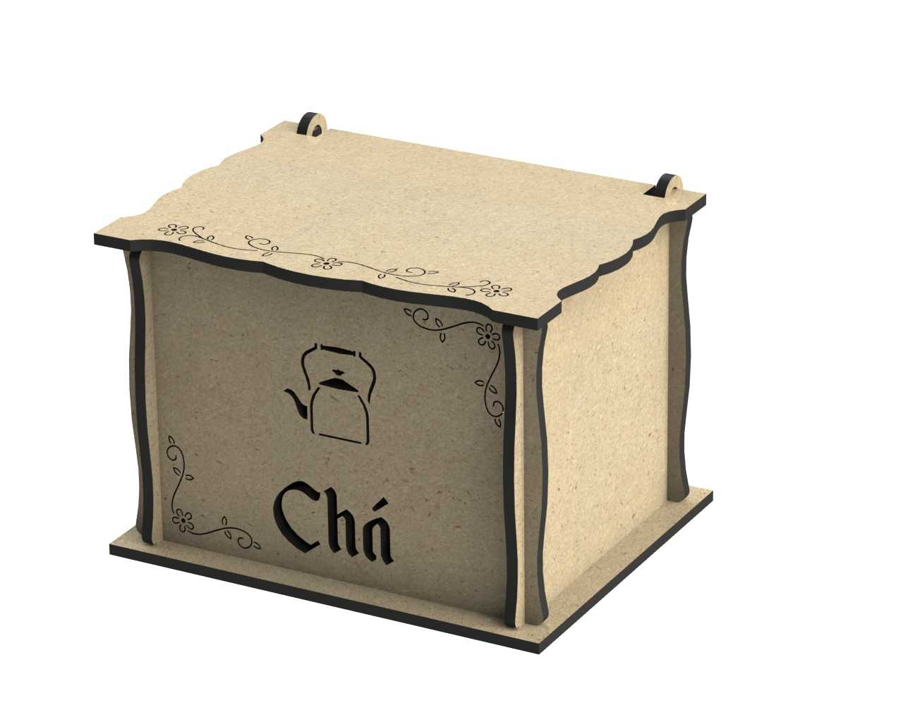 ढक्कन के साथ लेजर कट उत्कीर्ण लकड़ी के चाय बॉक्स