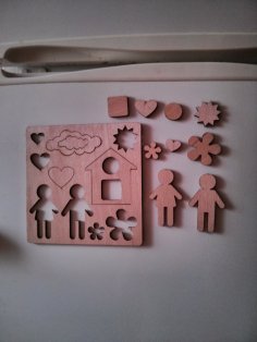 Wooden Puzzle Modern Educational Toys For Kids Laser Cutting Template Free Vector