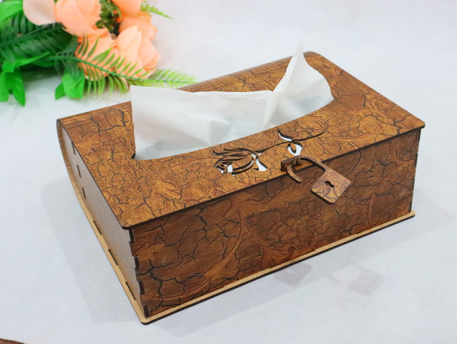 Laser Cut Wooden Tissue Box Free Vector