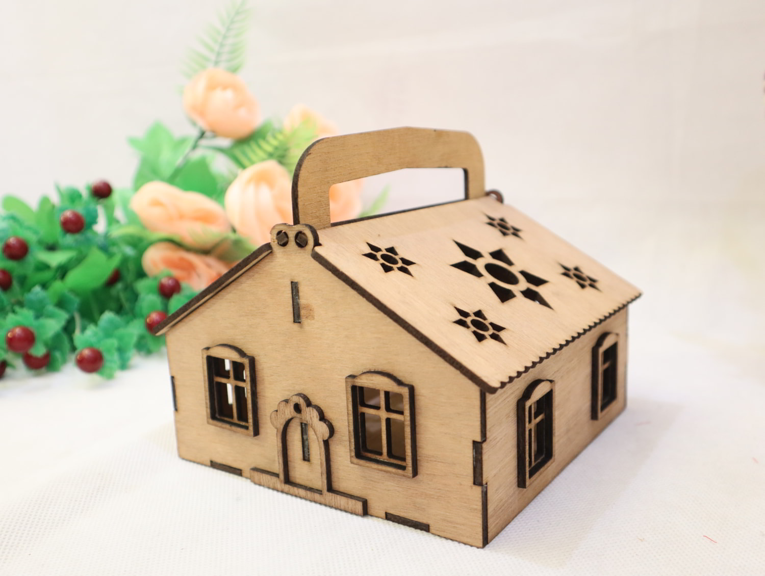 Laser Cut House Box Plywood 3mm Free Vector
