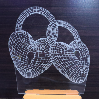 Laser Cut Heart 3D Illusion Lamp Acrylic 3mm Free Vector