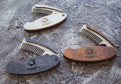 Laser Cut Folding Hair and Beard Comb Free Vector