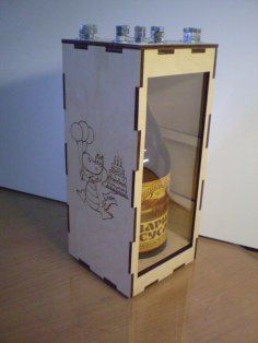 Laser Cut Bottle Box Free Vector