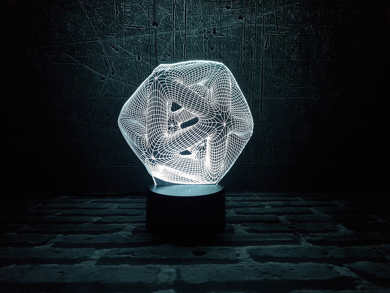 Laser Cut Icosahedron 3D Night Light Acrylic Optical Illusion Lamp Free Vector cdr Download