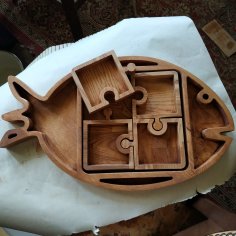 Fish Shape Serving Tray Laser Cut CNC Scroll Saw Plans DXF File