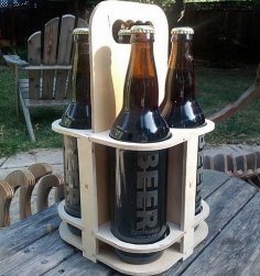 Lazer Kesim 4'lü Paket Bira Taşıyıcı Bira Caddy Şişe Tutacağı